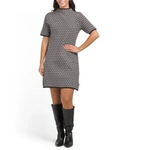 Nicole Miller New York Heart Pattern Black & White Sweater Dress Size XS